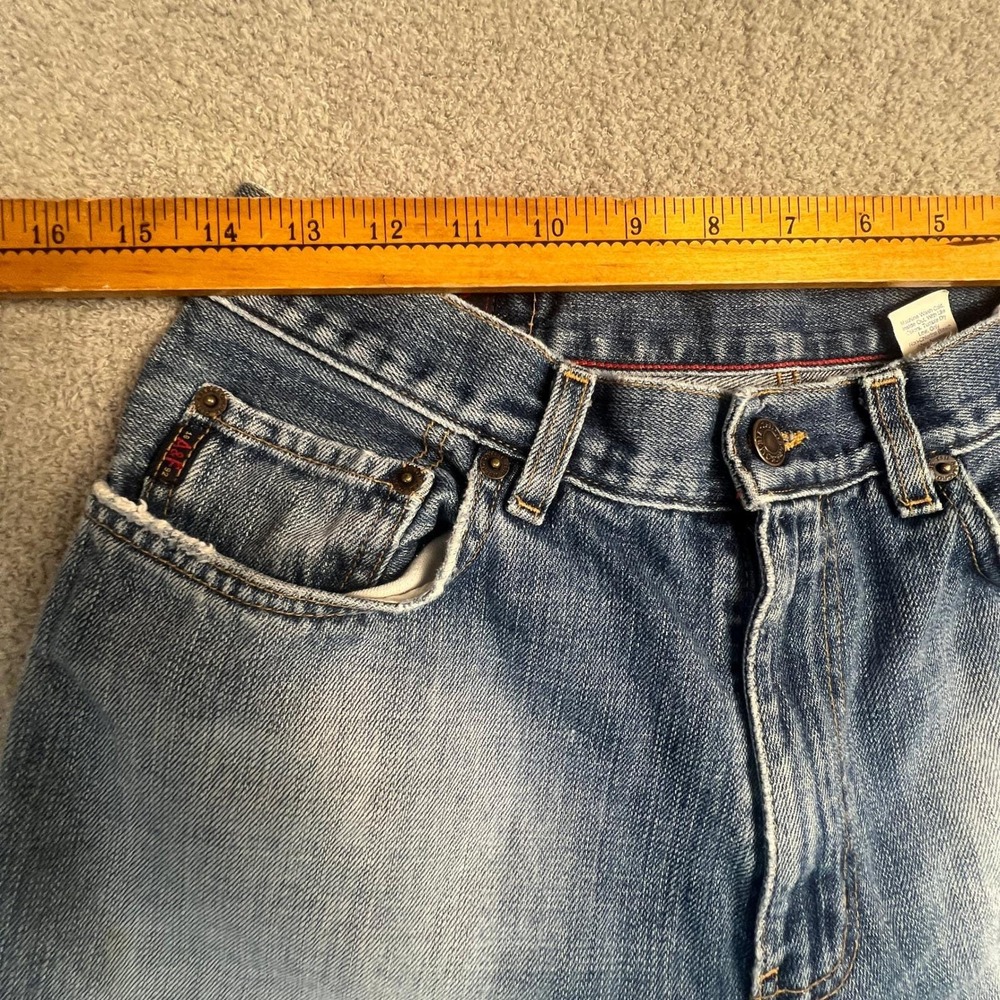 Vintage Y2K Abercrombie & Fitch Mens 31x28 Blue Faded Raw Hem Straight Leg Jeans - Picture 4 of 14